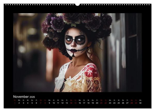 Produktbild: Festliche Dia de Muertos Portr&auml;ts (hochwertiger Premium Wandkalender 2026 DIN A2 quer), Kunstdruck in Hochglanz