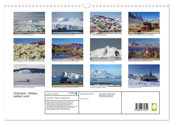 Produktbild: Gr&ouml;nland - Wildes, weites Land (Wandkalender 2026 DIN A3 quer), CALVENDO Monatskalender