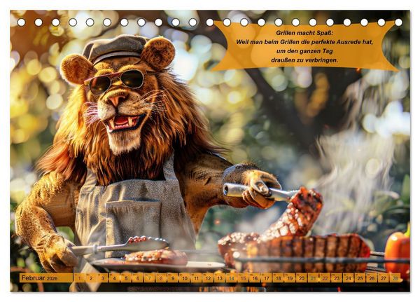 Produktbild: Tierisch lustige Grillmeister (Tischkalender 2026 DIN A5 quer), CALVENDO Monatskalender