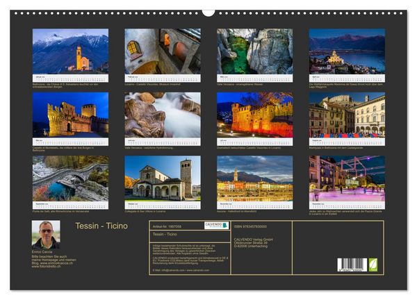 Produktbild: Tessin - Ticino (Wandkalender 2026 DIN A2 quer), CALVENDO Monatskalender