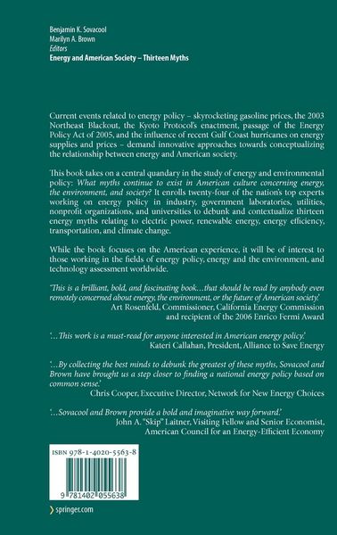 Produktbild: Energy and American Society &ndash; Thirteen Myths
