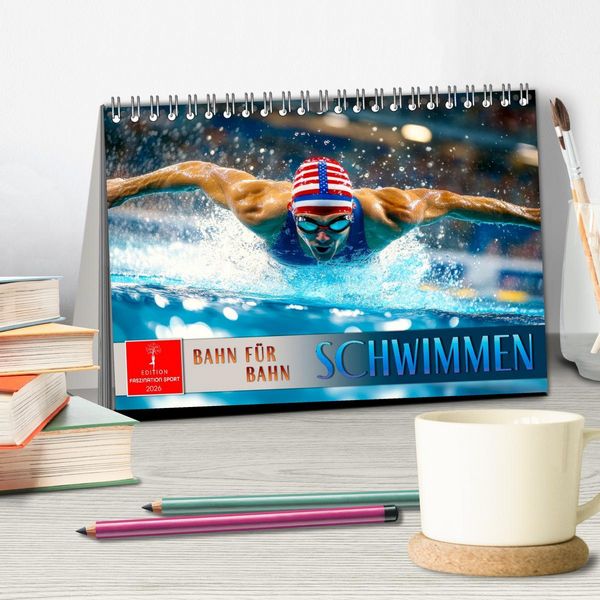 Produktbild: Schwimmen - Bahn f&uuml;r Bahn (Tischkalender 2026 DIN A5 quer), CALVENDO Monatskalender