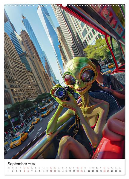 Produktbild: Aliens im Urlaub (Wandkalender 2026 DIN A2 hoch), CALVENDO Monatskalender