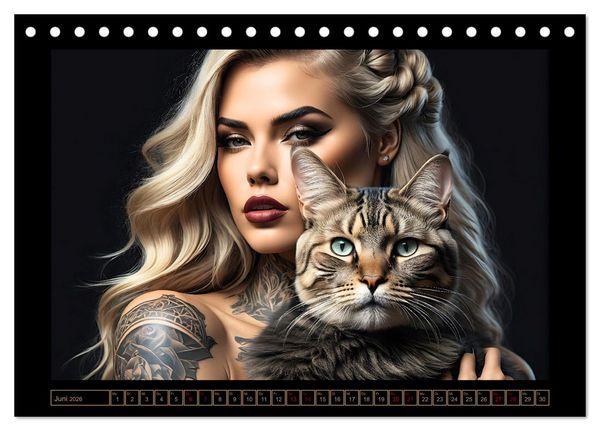 Produktbild: Geheimnisvolle Katzenfrauen (Tischkalender 2026 DIN A5 quer), CALVENDO Monatskalender
