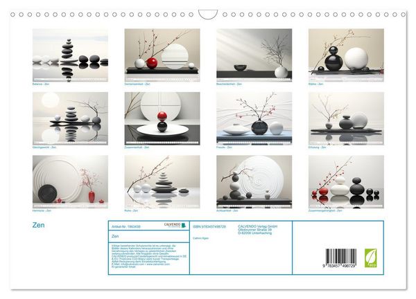 Produktbild: Zen (Wandkalender 2026 DIN A3 quer), CALVENDO Monatskalender