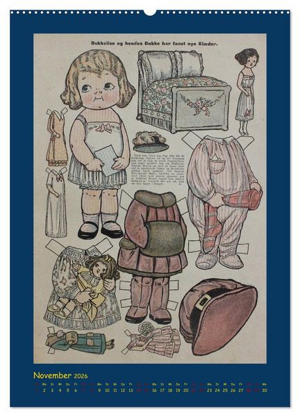 Produktbild: Dukke Lise Kalender - Anziehpuppen aus Papier (hochwertiger Premium Wandkalender 2026 DIN A2 hoch), Kunstdruck in Hochglanz