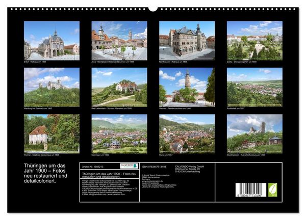 Produktbild: Th&uuml;ringen um das Jahr 1900 &ndash; Fotos neu restauriert und detailcoloriert. (hochwertiger Premium Wandkalender 2026 DIN A2 quer), Kunstdruck in Hochglanz