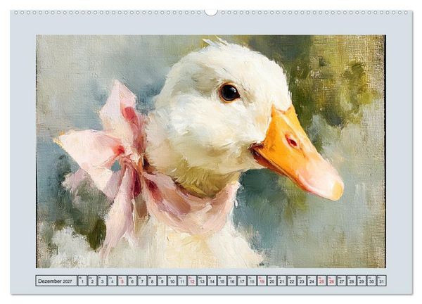 Produktbild: Federleichte Nostalgie. H&uuml;hner, Enten und G&auml;nse in duftigen Momenten (hochwertiger Premium Wandkalender 2027 DIN A2 quer), Kunstdruck in Hochglanz