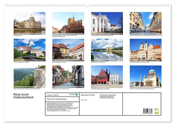 Produktbild: Reise durch Ostdeutschland (Wandkalender 2026 DIN A2 quer), CALVENDO Monatskalender