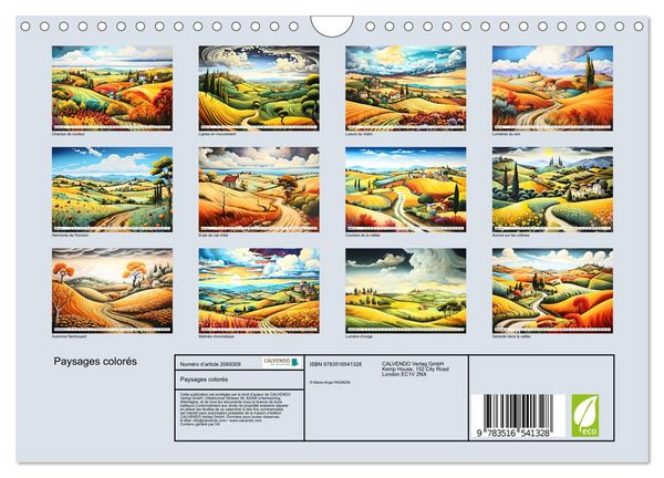 Produktbild: Paysages color&eacute;s (Calendrier mural 2026 DIN A4 vertical), CALVENDO calendrier mensuel
