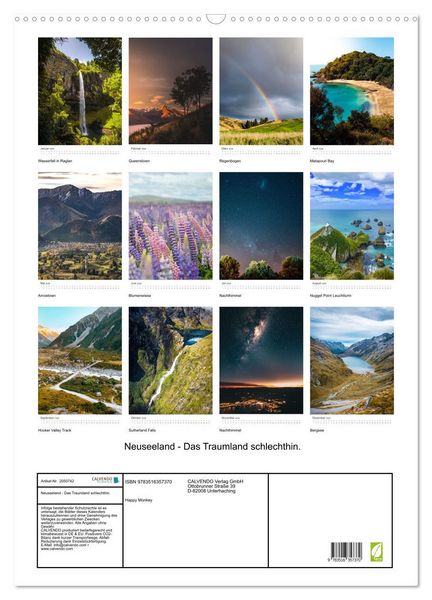 Produktbild: Neuseeland - Das Traumland schlechthin. (Wandkalender 2026 DIN A2 hoch), CALVENDO Monatskalender