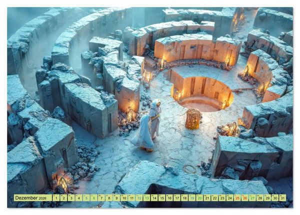 Produktbild: Labyrinthe - Der Fantasie (Tischkalender 2026 DIN A5 quer), CALVENDO Monatskalender
