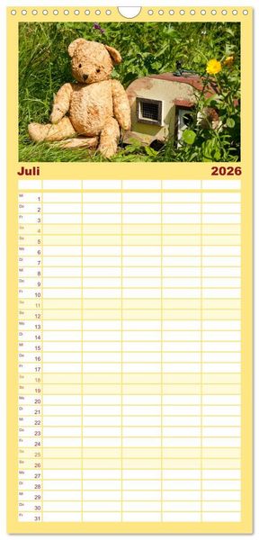 Produktbild: Familienplaner 2026 - Kunterbunte B&auml;renwelt - Teddys mit 5 Spalten (Wandkalender, 21 x 45 cm) CALVENDO