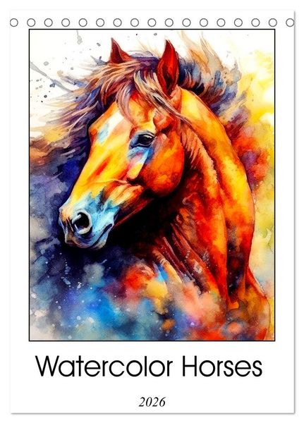 Produktbild: Watercolor Horses (Desk Calendar 2026 DIN A5 portrait), CALVENDO 12 Month DeskCalendar