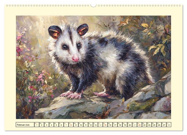 Produktbild: Opossums. Faszinierende Beutelratten in &Ouml;loptik (hochwertiger Premium Wandkalender 2026 DIN A2 quer), Kunstdruck in Hochglanz