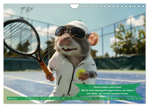 Produktbild: Der tierisch lustige Tennis-Kalender (Wandkalender 2026 DIN A4 quer), CALVENDO Monatskalender