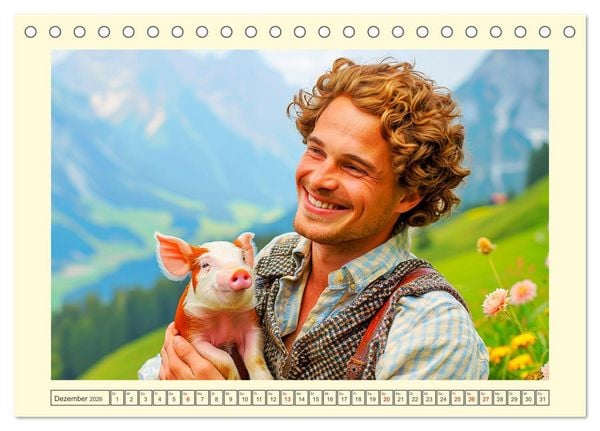 Produktbild: Leben auf der Alm. Junge M&auml;nner im Einklang mit der Natur (Tischkalender 2026 DIN A5 quer), CALVENDO Monatskalender