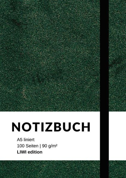 Notizbuch A5 liniert - 100 Seiten 90g/m² - Soft Cover grün