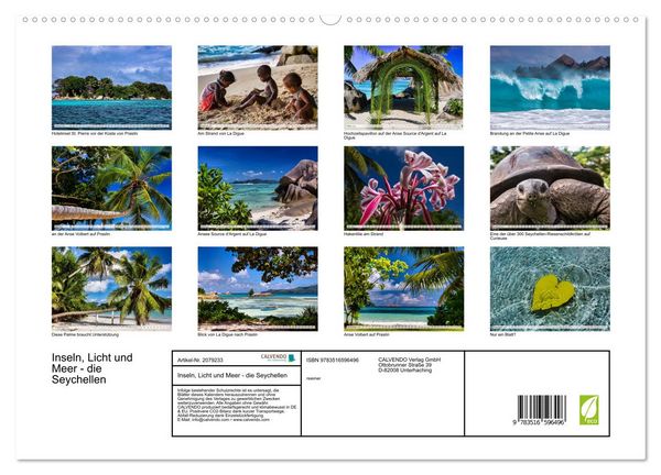 Produktbild: Inseln, Licht und Meer - die Seychellen (hochwertiger Premium Wandkalender 2026 DIN A2 quer), Kunstdruck in Hochglanz