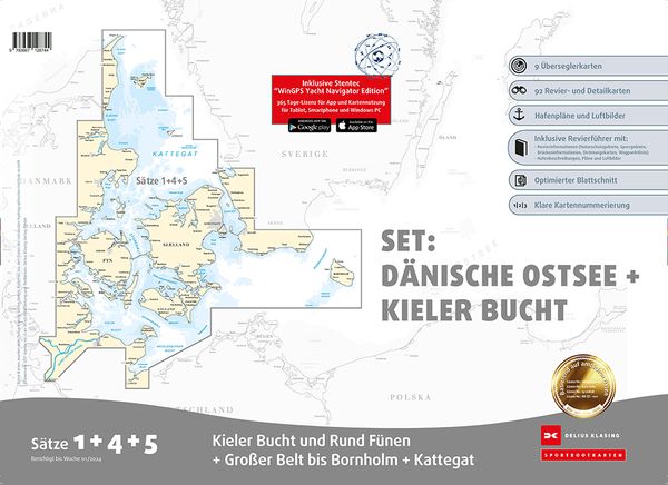 Produktbild: Sportbootkarten Satz 1, 4 und 5 Set: D&auml;nische Ostsee und Kieler Bucht (Ausgabe 2024)
