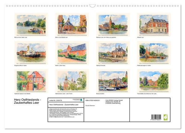Produktbild: Herz Ostfrieslands - Zauberhaftes Leer (Wandkalender 2026 DIN A2 quer), CALVENDO Monatskalender