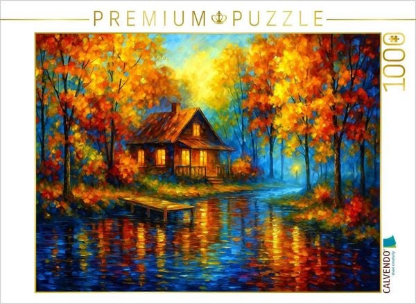 Produktbild: CALVENDO Puzzle Haus am Fluss im Herbst | 1000 Teile Lege-Gr&ouml;&szlig;e 64x48cm Foto-Puzzle f&uuml;r gl&uuml;ckliche Stunden