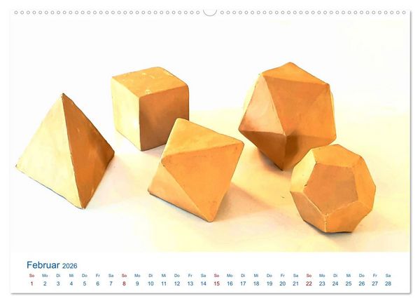 Produktbild: Formvollendete Symmetrie - Die platonischen K&ouml;rper modelliert mit Ton (Wandkalender 2026 DIN A2 quer), CALVENDO Monatskalender