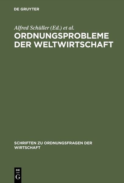 Produktbild: Ordnungsprobleme der Weltwirtschaft