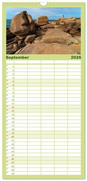 Produktbild: Familienplaner 2026 - Frankreich - die Bretagne mit 5 Spalten (Wandkalender, 21 x 45 cm) CALVENDO