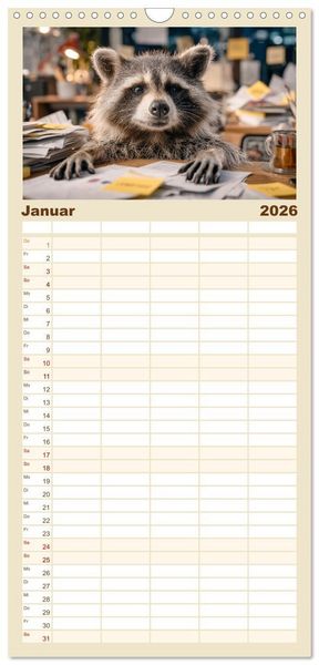 Produktbild: Familienplaner 2026 - Die Chaos GmbH - Tierisch faule Kollegen mit 5 Spalten (Wandkalender, 21 x 45 cm) CALVENDO