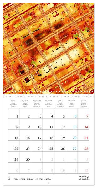 Produktbild: Art abstrait ensoleill&eacute; (Calendrier mural carr&eacute; 2026 30x30 cm) Calendrier double avec une page pour vos prises de notes