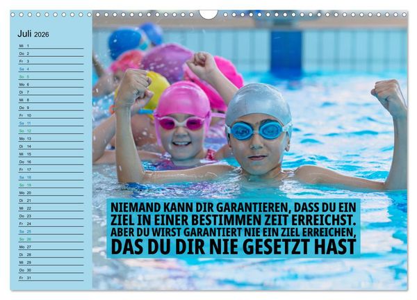 Produktbild: Wassersport - Schwimmen und SUP mit coolen Spr&uuml;chen (Wandkalender 2026 DIN A3 quer), CALVENDO Monatskalender