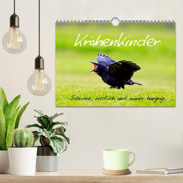 Produktbild: Kr&auml;henkinder - Schwarz, niedlich und immer hungrig (Wandkalender 2026 DIN A4 quer), CALVENDO Monatskalender
