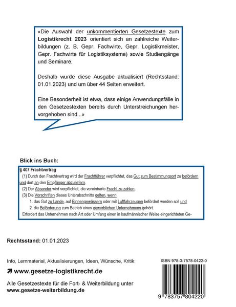 Produktbild: Logistikrecht 2023