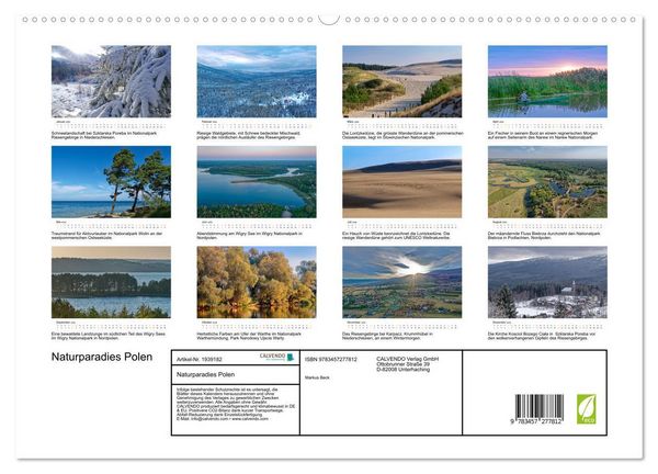 Produktbild: Naturparadies Polen (hochwertiger Premium Wandkalender 2026 DIN A2 quer), Kunstdruck in Hochglanz