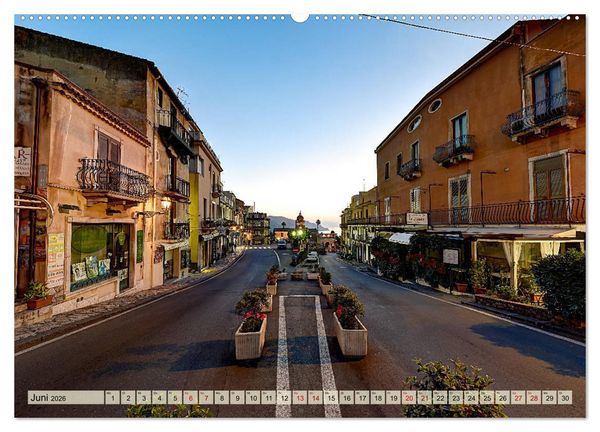 Produktbild: Taormina zur blauen Stunde (hochwertiger Premium Wandkalender 2026 DIN A2 quer), Kunstdruck in Hochglanz