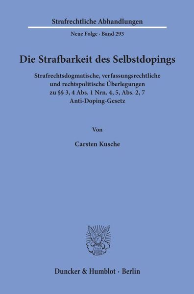 Produktbild: Die Strafbarkeit des Selbstdopings.