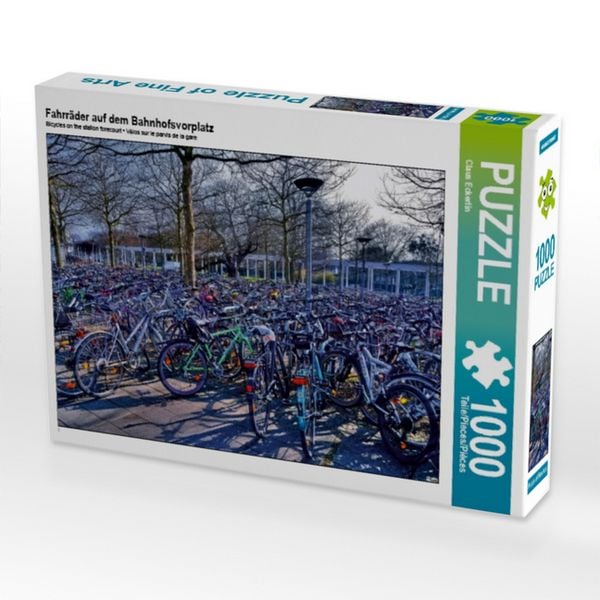Produktbild: CALVENDO Puzzle Fahrr&auml;der auf dem Bahnhofsvorplatz | 1000 Teile Lege-Gr&ouml;&szlig;e 64x48cm Foto-Puzzle f&uuml;r gl&uuml;ckliche Stunden