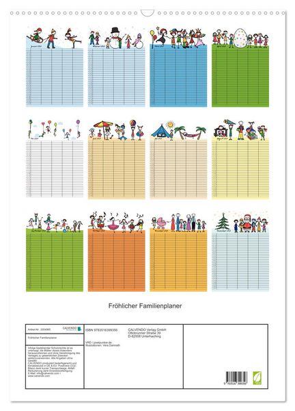Produktbild: Fr&ouml;hlicher Familienplaner (Wandkalender 2026 DIN A2 hoch), CALVENDO Monatskalender