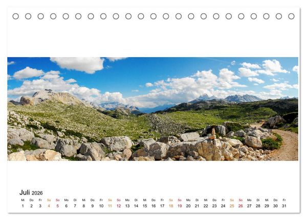 Produktbild: Der Dolomiten H&ouml;henweg EINS in Panoramabildern (Tischkalender 2026 DIN A5 quer), CALVENDO Monatskalender