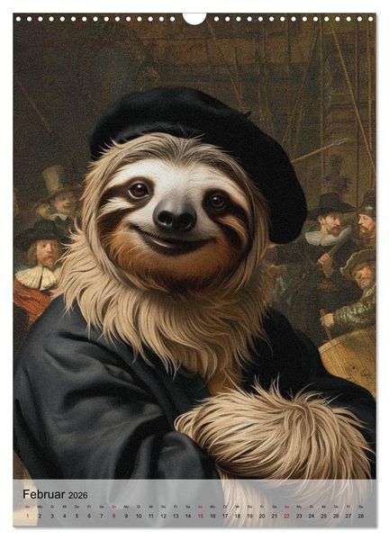 Produktbild: Sloth Art Originals ... eine faultierlangsame Reise durch die Kunstgeschichte (Wandkalender 2026 DIN A3 hoch), CALVENDO Monatskalender