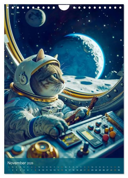 Produktbild: Katzen im All - Katzenastronauten im Kosmos (Wandkalender 2026 DIN A4 hoch), CALVENDO Monatskalender
