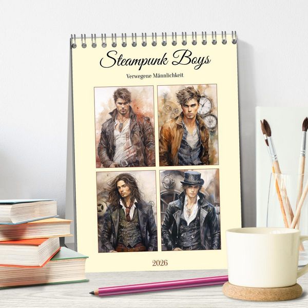 Produktbild: Steampunk Boys. Verwegene M&auml;nnlichkeit (Tischkalender 2026 DIN A5 hoch), CALVENDO Monatskalender