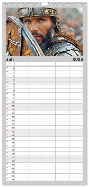 Produktbild: Familienplaner 2026 - Gladiatoren - ein Leben f&uuml;r den Kampf mit 5 Spalten (Wandkalender, 21 x 45 cm) CALVENDO