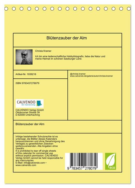 Produktbild: Bl&uuml;tenzauber der Alm (Tischkalender 2026 DIN A5 hoch), CALVENDO Monatskalender