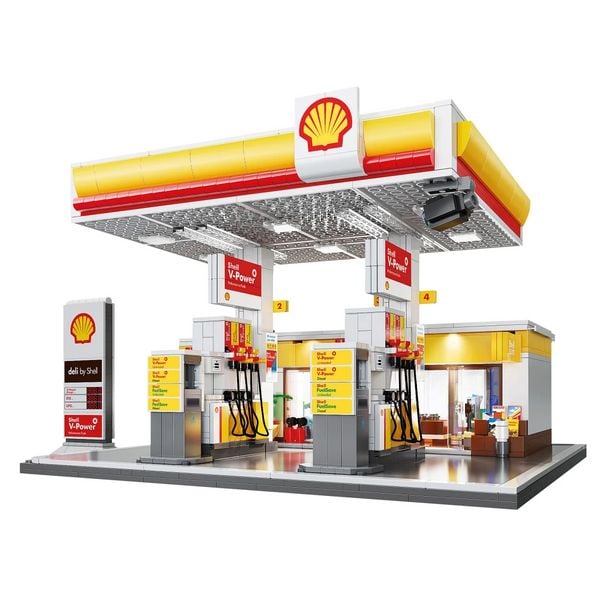 Produktbild: CaDA Shell Tankstelle mit Shop und Waschanlage Bricks