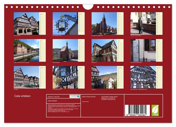 Produktbild: Calw erleben (Wandkalender 2026 DIN A4 quer), CALVENDO Monatskalender