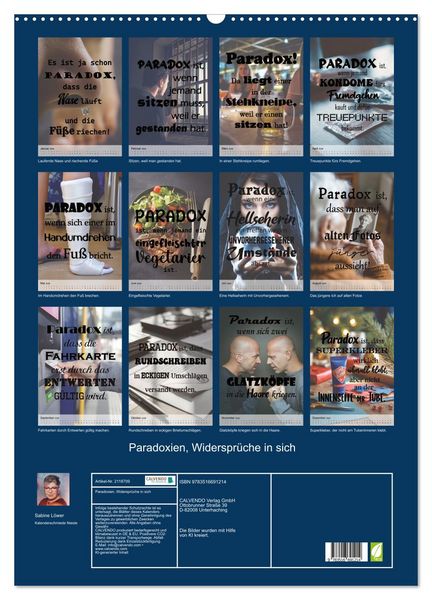 Produktbild: Paradoxien, Widerspr&uuml;che in sich (Wandkalender 2026 DIN A2 hoch), CALVENDO Monatskalender