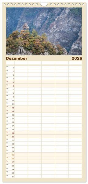 Produktbild: Familienplaner 2026 - ARMENIEN - Land der fr&uuml;hen Christen mit 5 Spalten (Wandkalender, 21 x 45 cm) CALVENDO