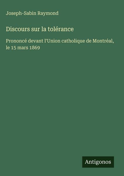 Produktbild: Discours sur la tol&eacute;rance